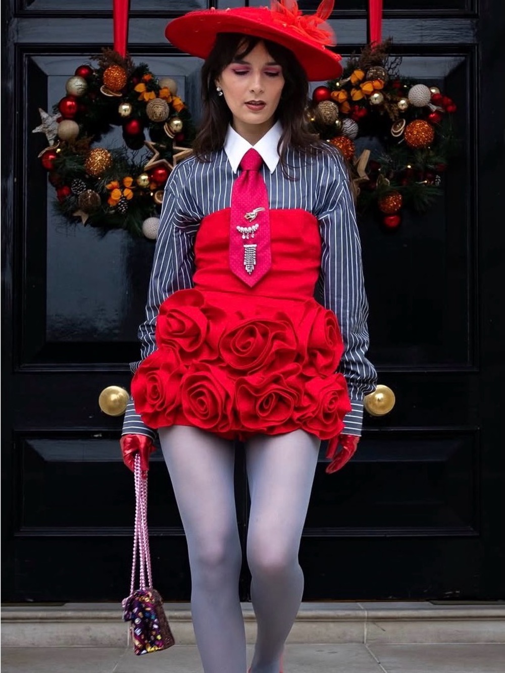 Red Rose Appliqué romper